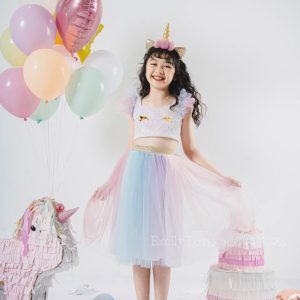 EU05 - Bộ croptop, chân váy dải màu