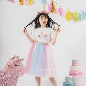 EU02 - Áo sừng hoa, chân váy dải màu